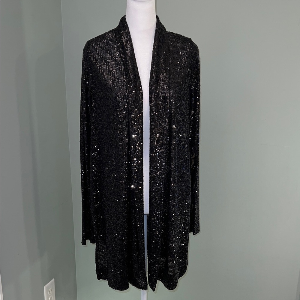 Karen Kane Black Sequin Cardigan NWT